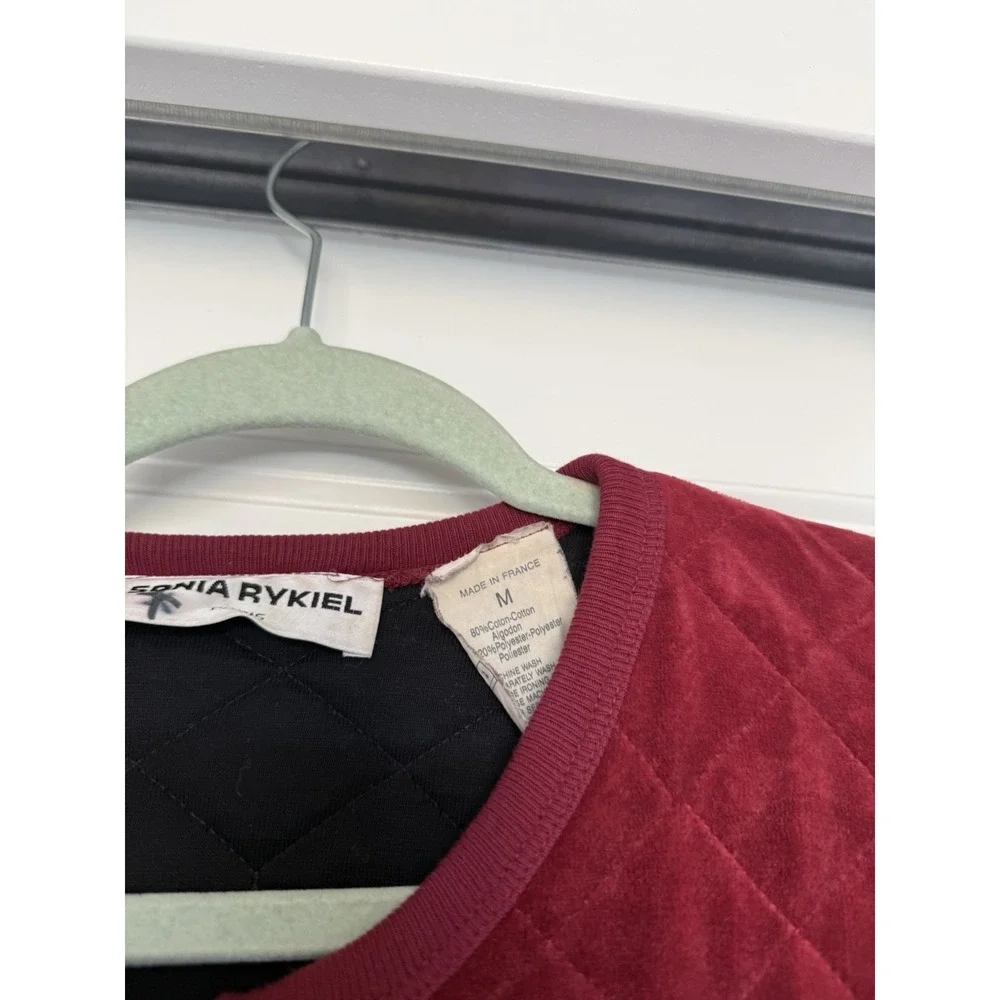 Sonia Rykiel Burgundy Quilted‎ Cropped Cotton Button Jacket Size M Rare